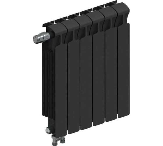 Изображение товара Биметаллический радиатор RIFAR MONOLIT Ventil 500 Антрацит 06 секц. нижн. лев. R-MN-500-06-VL-AN