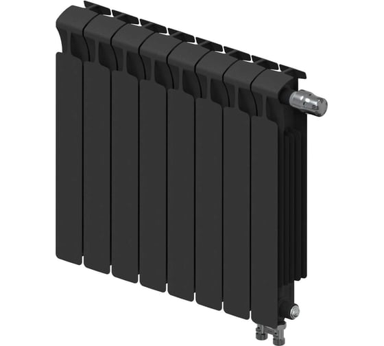 Изображение товара Биметаллический радиатор RIFAR MONOLIT Ventil 500 Антрацит 08 секц. нижн. прав. R-MN-500-08-VR-AN