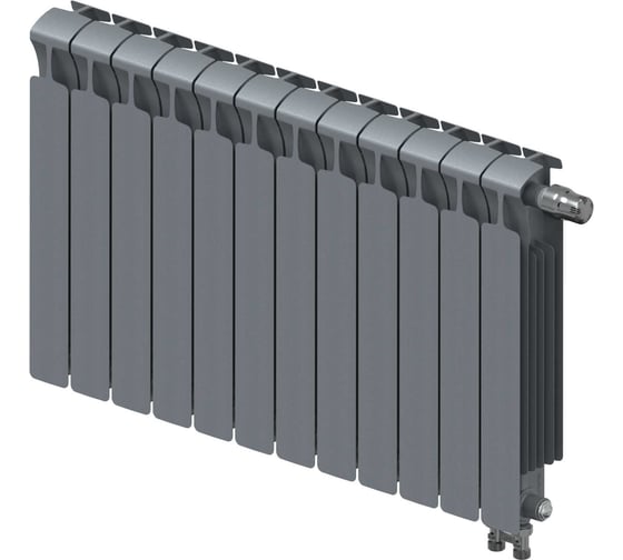 Изображение товара Биметаллический радиатор RIFAR MONOLIT Ventil 500 Титан 12 секц. нижн. прав. R-MN-500-12-VR-TI