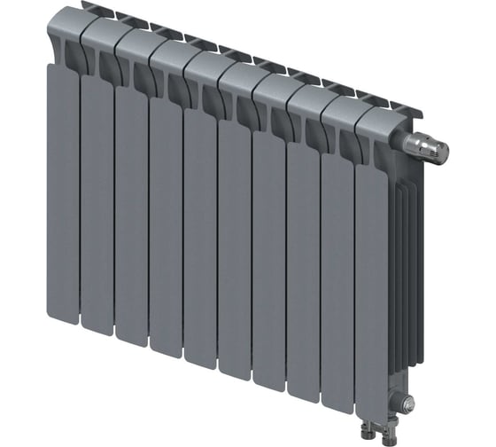 Изображение товара Биметаллический радиатор RIFAR MONOLIT Ventil 500 Титан 10 секц. нижн. прав. R-MN-500-10-VR-TI