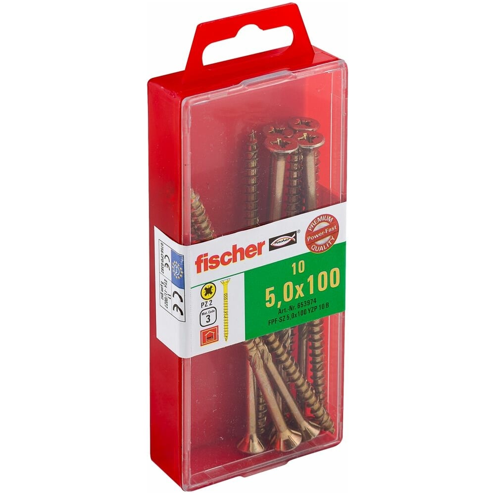 Изображение товара Шуруп для дерева Fischer fpf-sz 5,0x100 yzp, жёлт. цинк, 10 шт. 653974
