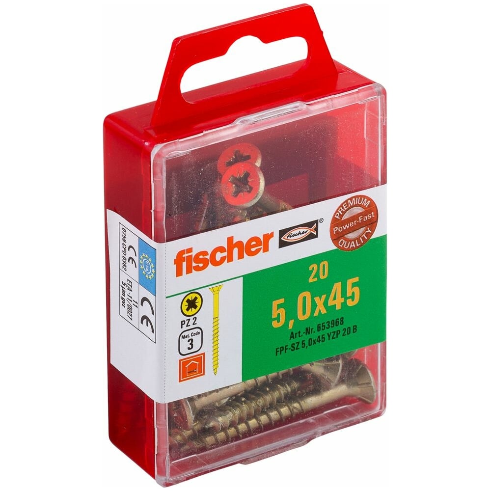 Изображение товара Шуруп для дерева Fischer fpf-sz 5,0x45 yzp желтый цинк 20 шт