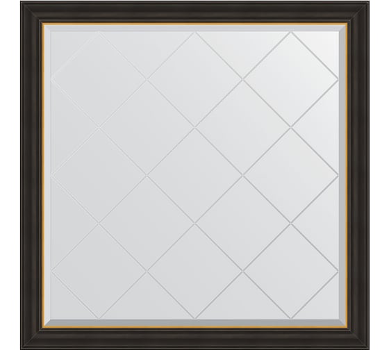 Изображение товара Зеркало EVOFORM с гравировкой в багетной раме - черное дерево с золотом 71 мм (104x104 см) BY 4539