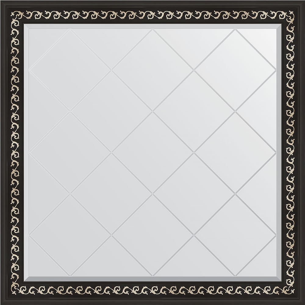 Изображение товара Зеркало EVOFORM с гравировкой в багетной раме черный ардеко 105x105 см