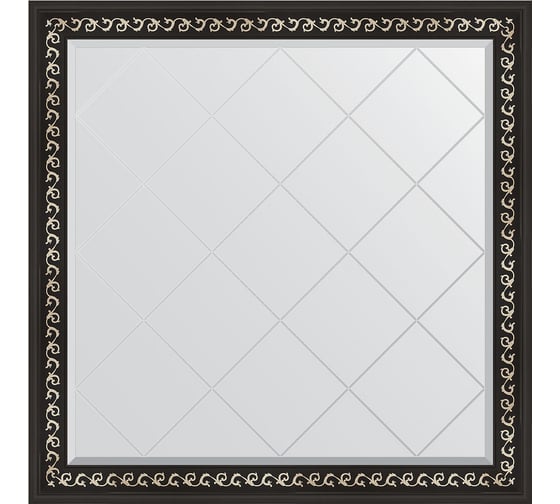 Изображение товара Зеркало EVOFORM с гравировкой в багетной раме - черный ардеко 81 мм (105x105 см) BY 4440