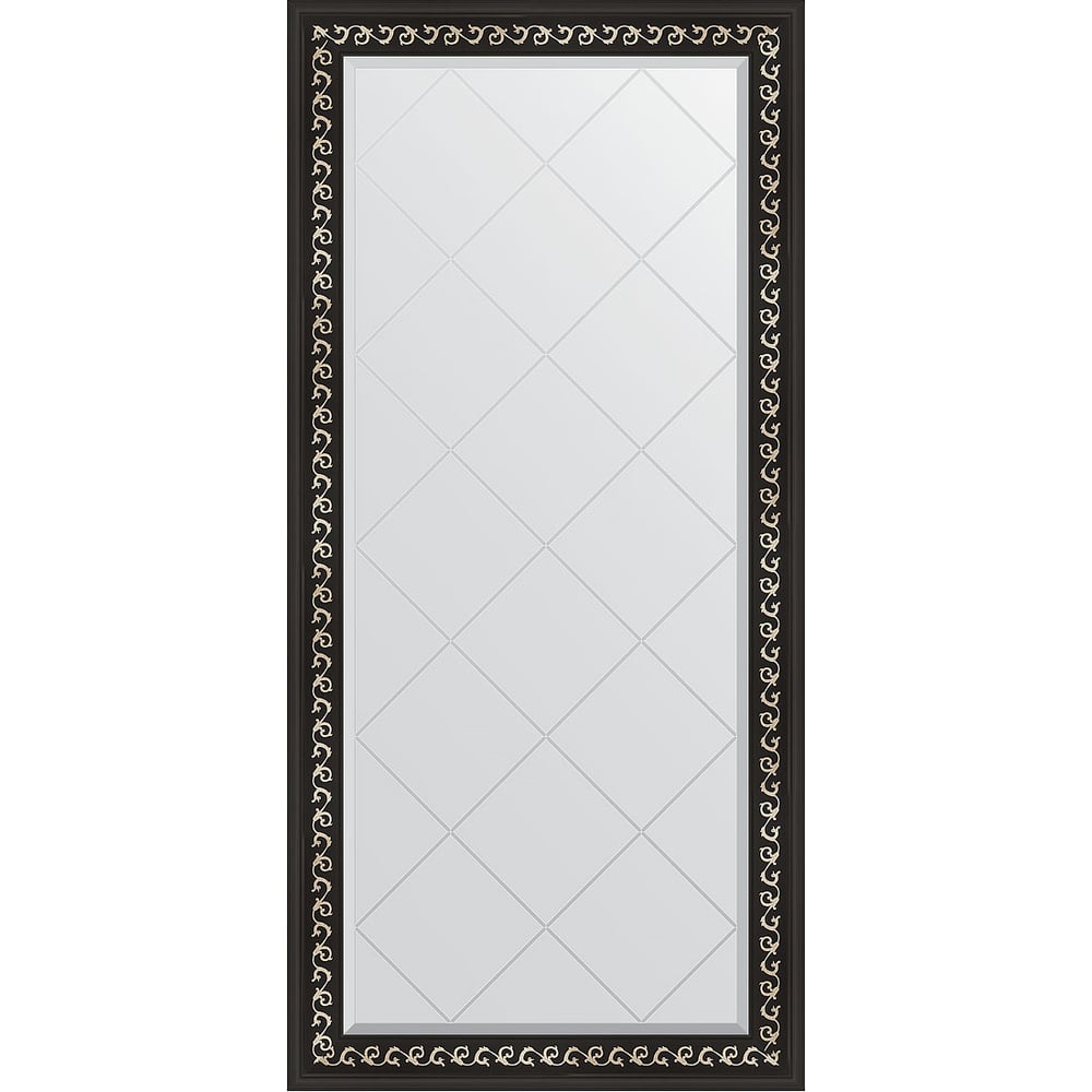 Изображение товара Зеркало EVOFORM с гравировкой в багетной раме черный ардеко 75x157 см