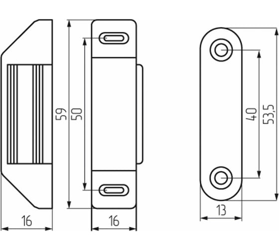 Изображение товара Магнитная защелка Mebax белая, 59х16х16 00-00002168