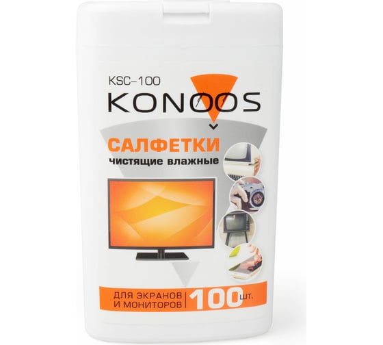 Изображение товара Салфетки для экранов Konoos в компактной банке, 100 шт KSC-100