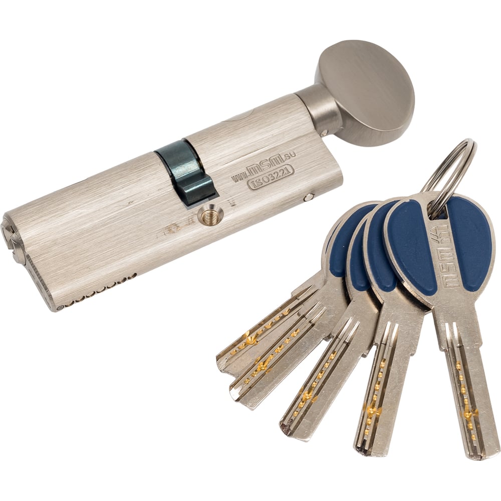 Изображение товара Ключевой цилиндр MSM 40+50 мм с вертушкой и никелевым покрытием