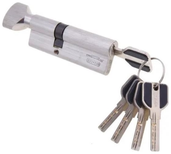 Изображение товара Ключевой цилиндр MSM 30+60 мм, матовый никель, ключ-вертушка CW30/60mm SN