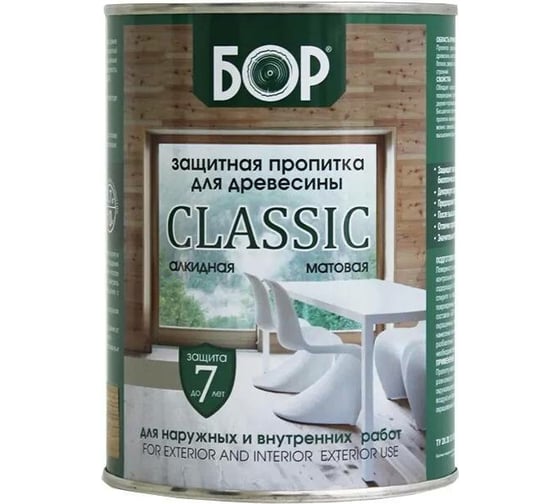 Изображение товара Защитная пропитка для дерева Бор Classic для наружных работ, махагон 0,7 кг 4690417094189