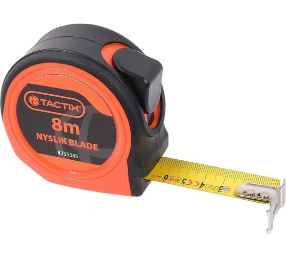 Изображение товара Метрическая рулетка TACTIX обрезиненная 8 м с лентой 25 мм 235345