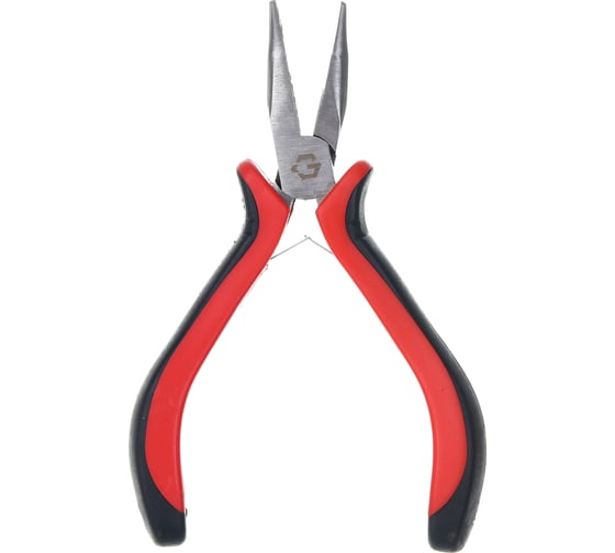 Изображение товара Длинногубцы мини GREPP изогнутые, никелированные, авторазжим, двухкомпонентная рукоятка, 130 мм 205-127