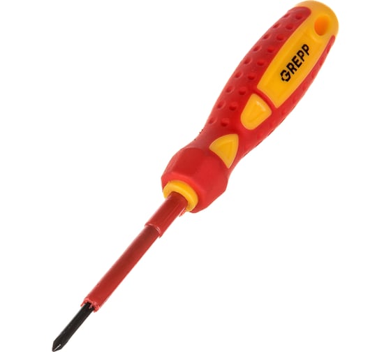 Изображение товара Крестовая диэлектрическая отвертка GREPP PH0х60 мм, CrV, двухкомпонентная рукоятка 202-030