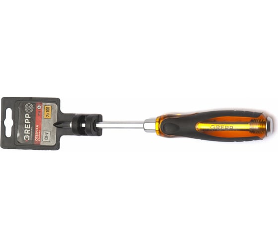 Изображение товара Крестовая ударная отвертка GREPP PH2х100 мм, CrV, двухкомпонентная рукоятка 202-040