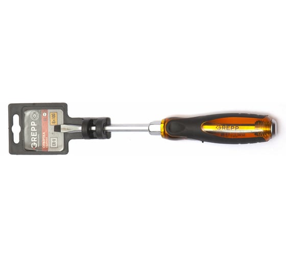 Изображение товара Шлицевая ударная отвертка GREPP SL6х100 мм, CrV, двухкомпонентная рукоятка 202-036