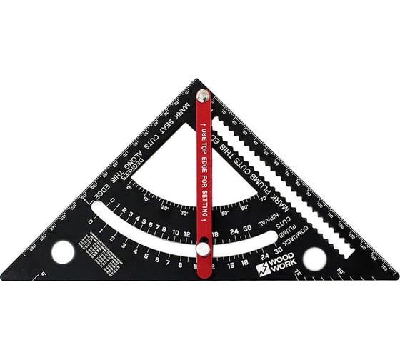 Изображение товара Плотницкий угольник WOODWORK 170 мм, дюймовый, со сдвижным упором, алюминиевый PTR-170