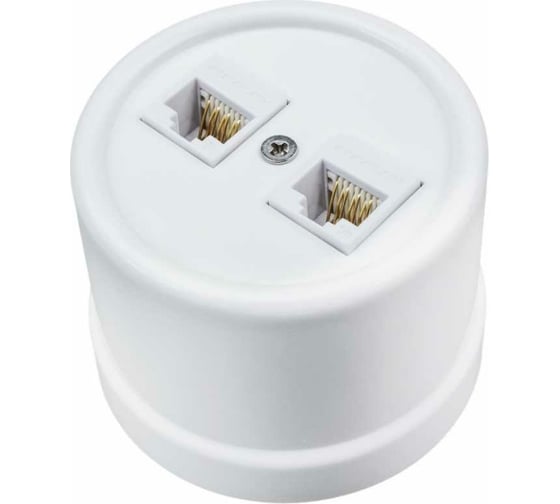 Изображение товара Розетка Bironi rj45 информационная двойная, керамика, цвет белый B1-302-01