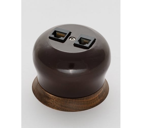 Изображение товара Розетка Bironi rj45 информационная двойная Фаберже, керамика, цвет коричневый B2-302-020/18