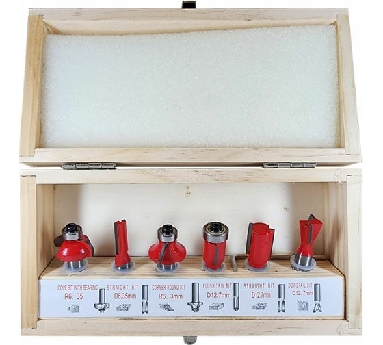 Изображение товара Набор концевых фрез 6 шт, хв-к 8 мм Greencut BS00601