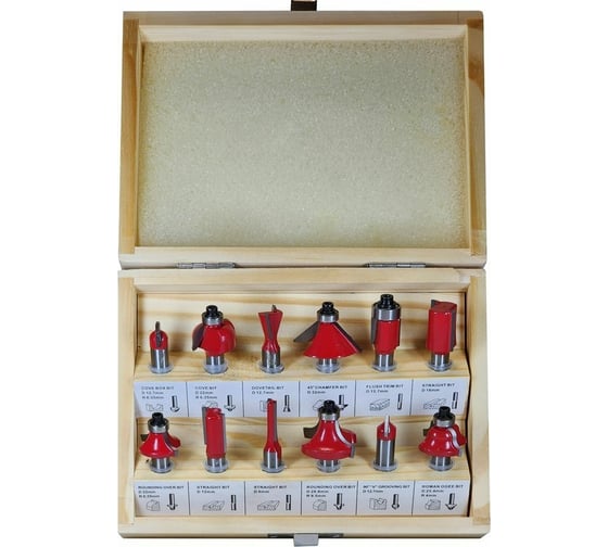 Изображение товара Набор концевых фрез 12 шт, хв-к 8 мм Greencut BS01202