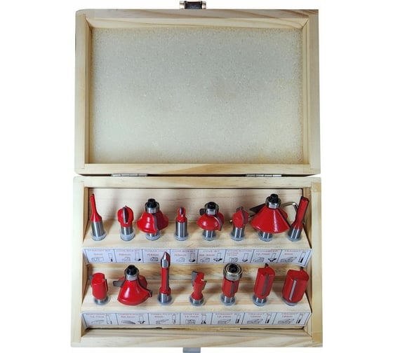 Изображение товара Набор концевых фрез A 15 шт, хв-к 8 мм Greencut BS01501