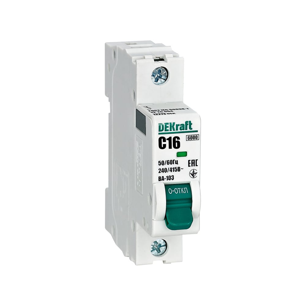 Изображение товара Автоматический выключатель DEKraft модульный 1п C 16А ВА-103
