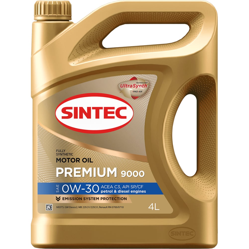 Синтетическое моторное масло Sintec 322766 premium sae 0w-30 api sp/cf acea c3, - фото 1