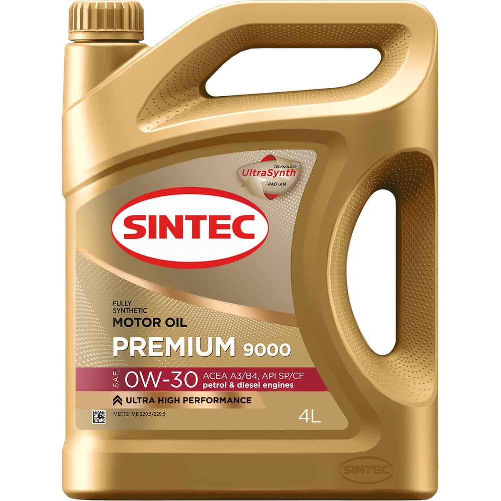 Синтетическое моторное масло Sintec 322770 premium sae 0w-30 api sp/cf acea a3/b4, - фото 1