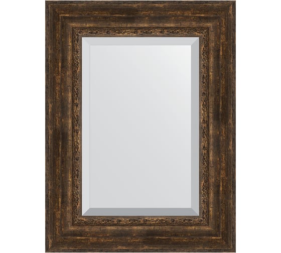 Изображение товара Зеркало EVOFORM с фацетом в багетной раме - состаренное дерево с орнаментом 120 мм (62x82 см) BY 3404