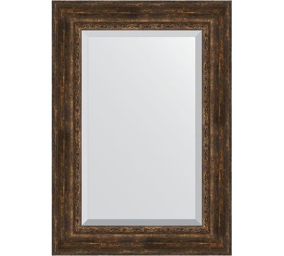 Изображение товара Зеркало EVOFORM с фацетом в багетной раме - состаренное дерево с орнаментом 120 мм (72x102 см) BY 3456
