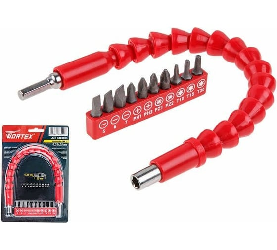 Изображение товара Набор бит с гибким валом FBS 11 предметов WORTEX 0323090