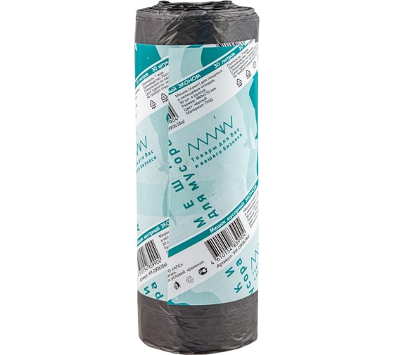 Изображение товара Мешки мусорные черные Эконом 480x570 мм, 30 л, 30 шт/рул, 7 мкм, пнд ALMIN УИ-090618al