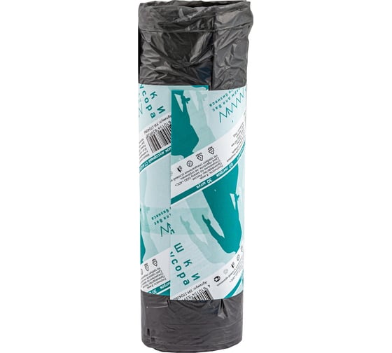 Изображение товара Мешки мусорные черные Стандарт 600x700 мм, 60 л, 30 шт/рул, 8 мкм, пнд ALMIN УИ-170418al