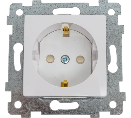 Изображение товара Механизм одноместной розетки Кунцево-Электро Мария с заземляющим контактом, со шторкой, скрытой установки РС16-446 110020