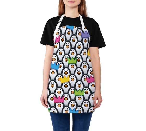 Изображение товара Кухонный фартук JOYARTY Пингвинье королевство, универсальный размер для женщин и мужчин ap_11864