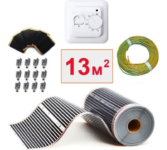 Изображение товара Плёночный электрический тёплый пол ТеплоСофт 13м.кв с терморегулятором плёнка 13м.кв.