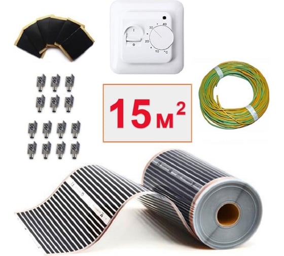 Изображение товара Плёночный электрический тёплый пол ТеплоСофт 15м.кв. с терморегулятором плёнка 15м.кв.
