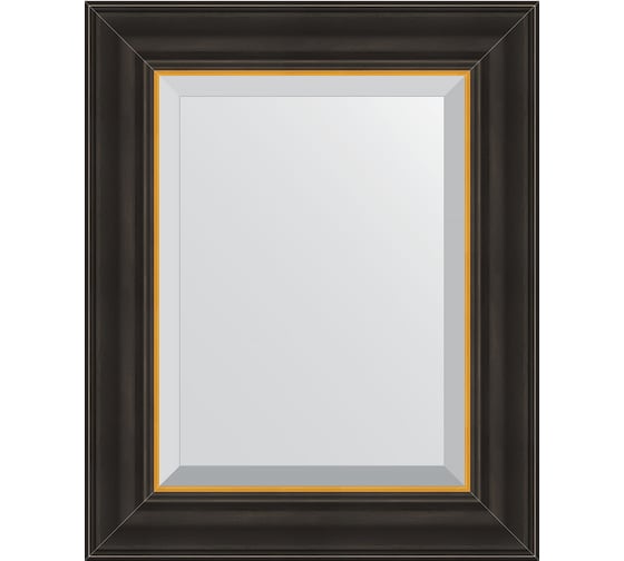 Изображение товара Зеркало EVOFORM с фацетом в багетной раме - черное дерево с золотом 71 мм (44x54 см) BY 3922