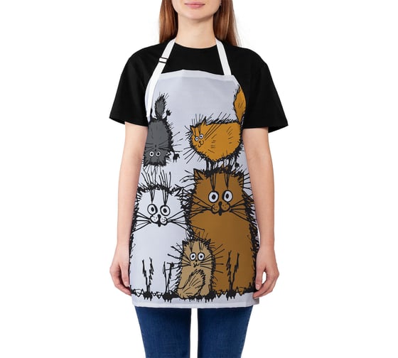 Изображение товара Кухонный фартук JOYARTY Семейство котов, универсальный размер для женщин и мужчин ap_128621