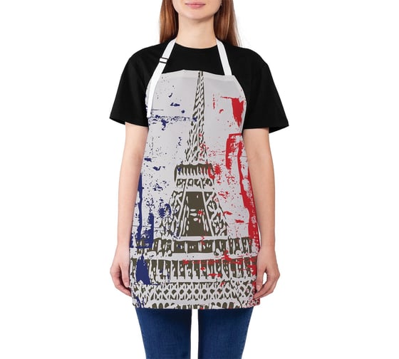 Изображение товара Кухонный фартук JOYARTY Эйфелева башня на флаге Франции, универсальный размер для женщин и мужчин ap_15469