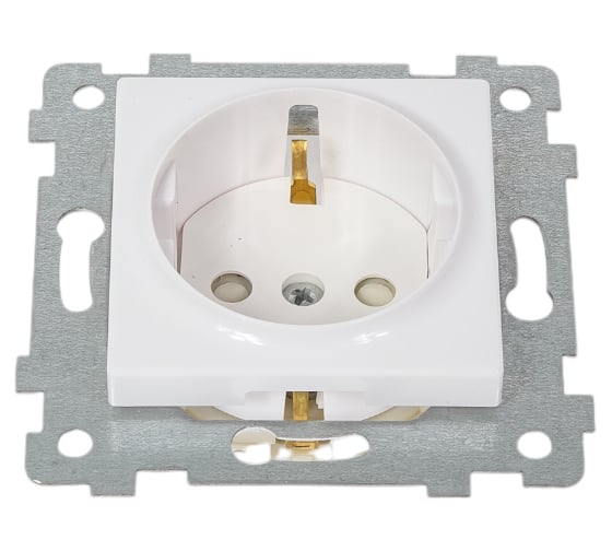 Изображение товара Механизм одноместной розетки Кунцево-Электро Аксиома с заземляющим контактом и шторкой, скрытой установки РС16-454 121003