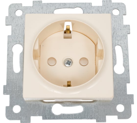 Изображение товара Механизм одноместной розетки Кунцево-Электро Аксиома с заземляющим контактом, со шторкой, скрытой установки, слоновая кость 454 122003