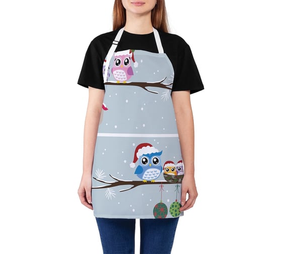 Изображение товара Кухонный фартук JOYARTY Новогодние совы, универсальный размер для женщин и мужчин ap_19400