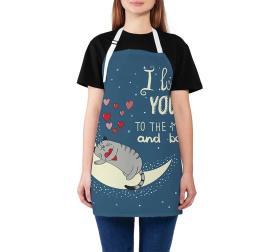 Изображение товара Кухонный фартук JOYARTY Валентинка с котиком, универсальный размер для женщин и мужчин ap_91999
