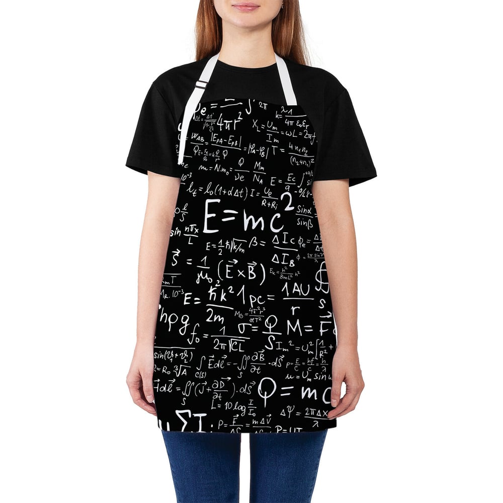 Изображение товара Кухонный фартук JOYARTY Научные формулы универсальный синтетика завязки черный белый серый