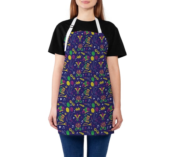 Изображение товара Кухонный фартук JOYARTY Шапка скомороха и шарики, универсальный размер для женщин и мужчин ap_70180