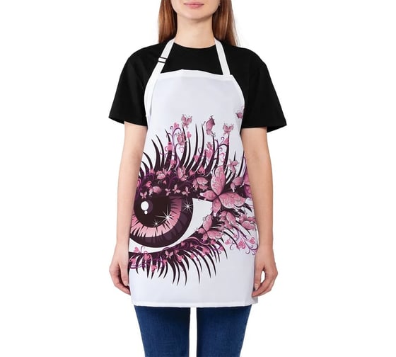 Изображение товара Кухонный фартук JOYARTY Ресницы с бабочками, универсальный размер для женщин и мужчин ap_11016