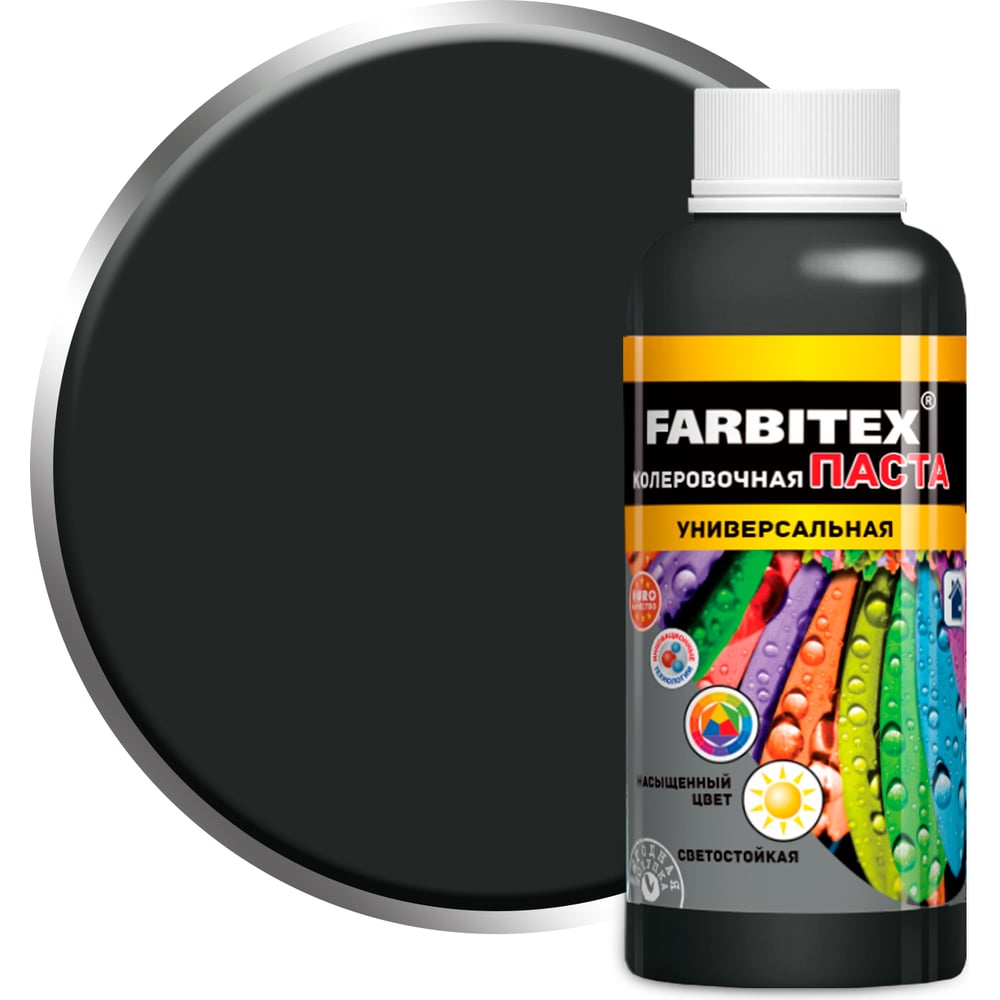 Изображение товара Колеровочная универсальная паста FARBITEX черный 0.1 л для красок