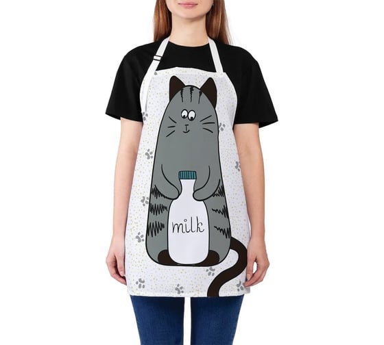 Изображение товара Кухонный фартук JOYARTY Кот с молоком, универсальный размер для женщин и мужчин ap_15565